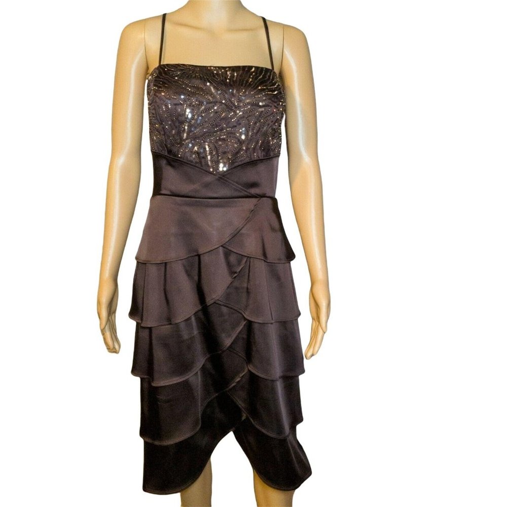 Cachet Evening Cocktail Mother of the Bride Prom Dress Brown Size 16